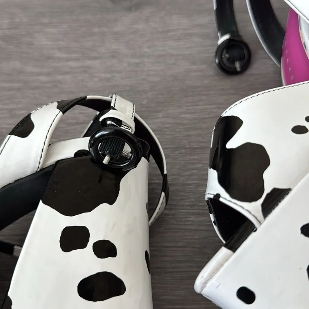 Cow Print Platform Sandals